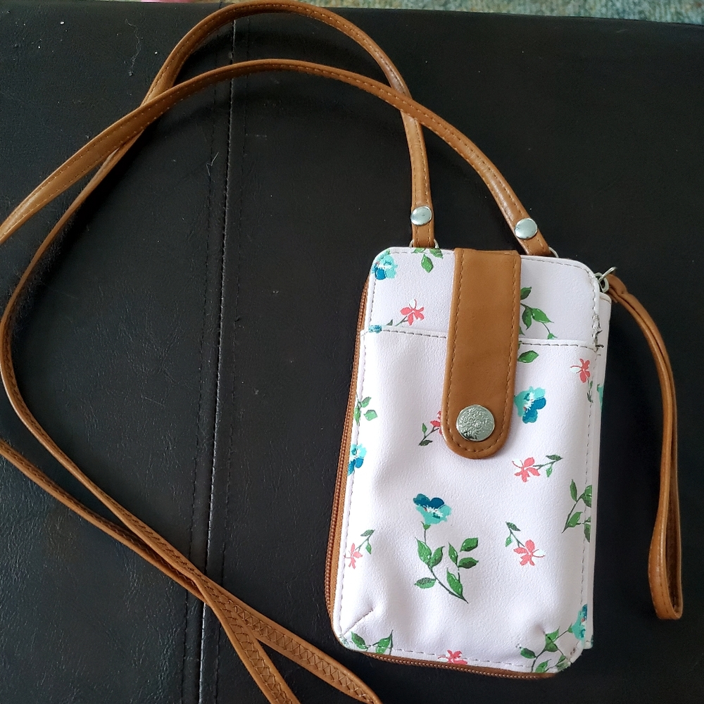 Pink floral wallet wristlet crossbody purse